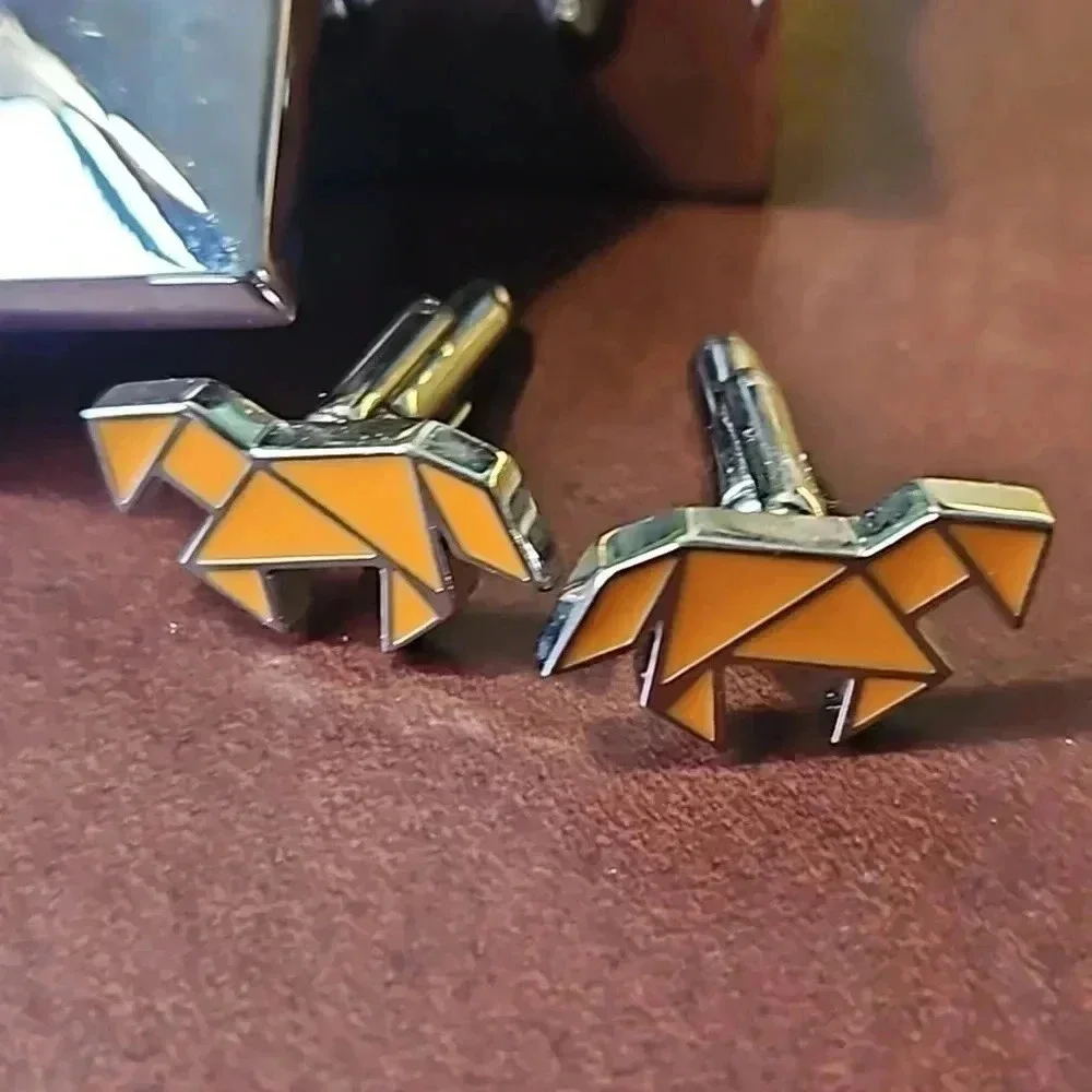 2 Sets of Shanghai Tang Cufflinks: Origami Horse and Red/Orange Stars